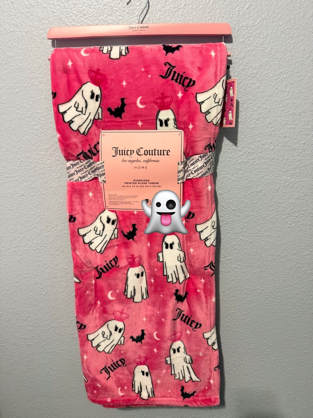 Juicy Couture Halloween Ghost Plush Throw Blanket